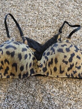 Maurices Leopard Print Push-Up Bra in Tan and Black Large